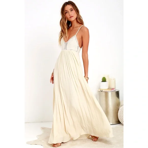 green emerald velvet dress Hippie Backless Halter Maxi Dress – Boho Cascading Ruffle Long Dress in Yellow | Women's Boho Fashion | L main image 1